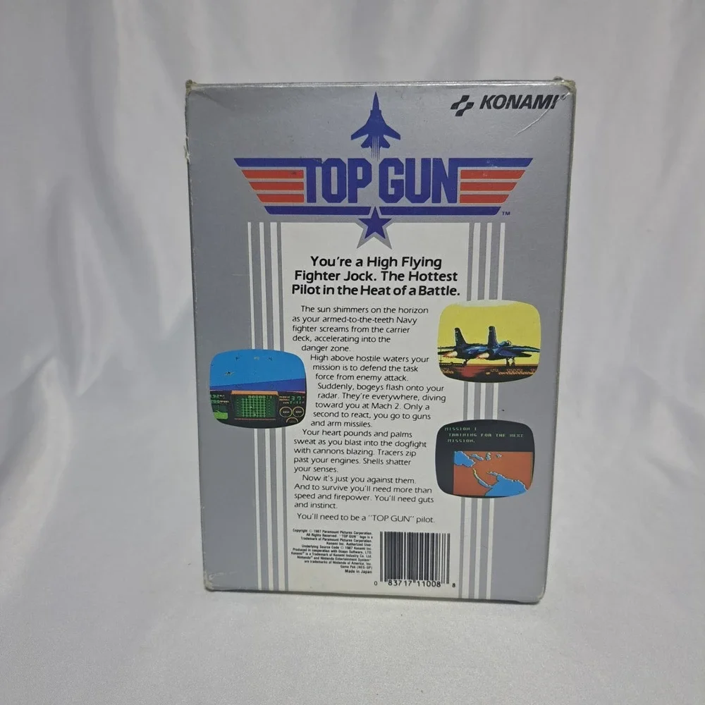 Top Gun For Nintendo NES 1985 Cartridge Box Manual Sleeve‎ 5 Screw